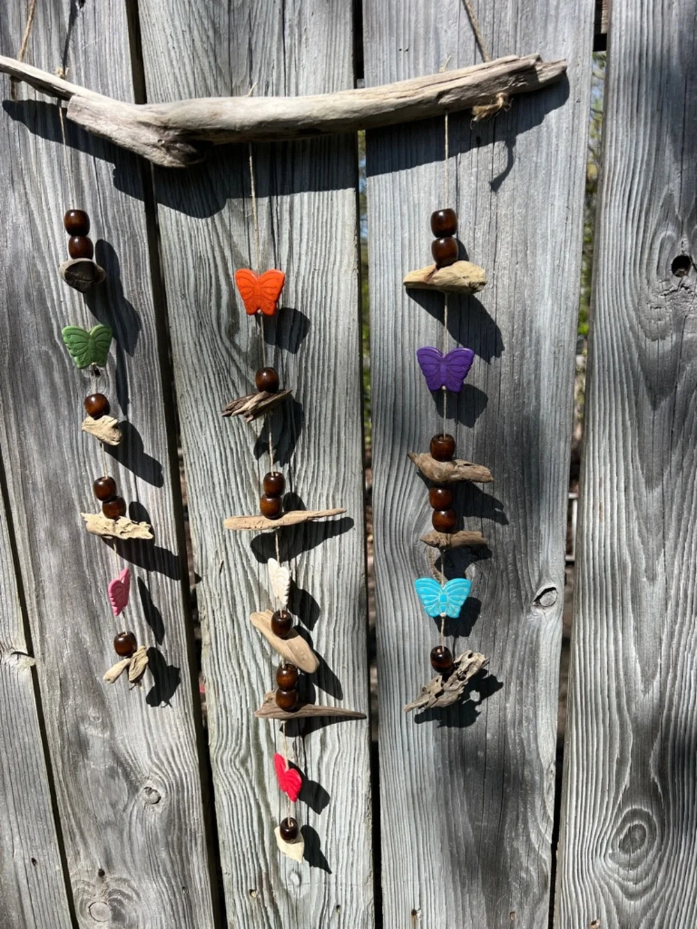 Handmade Driftwood Butterfly Wind Chime - Multicolor - Picture 4 of 11
